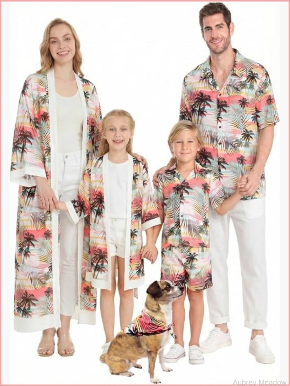 Family Matching Hawaiian Cardigan Neon Sunset